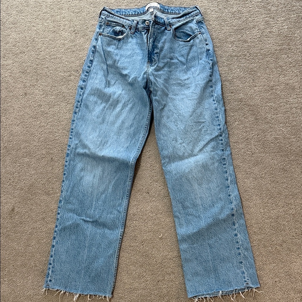 Abercrombie & Fitch Denim Blue Curve Love Baggy Jeans